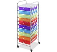 Whitmor 10 Drawer Rolling Craft Storage Cart Plated Metal Frame for Crafting Sewing Crafts Office Home Storage 15.25L x 13.50""""W x 35.25""""H Chr