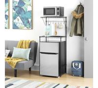 Whitmor 2-Tier Mini Fridge Stand, Over Mini Fridge Shelf with Storage，Metal Shelving Rack Mini Fridge and Microwave Stand for College Rooms Kitchen, Office