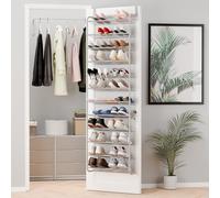 Whitmor 36 Pair Over The Door Shoe Organizer, 12 Tier Hanging Shoe Organizer, Heavy Duty Metal & Mesh Shoe Holder, Hanging Shoe Rack for Closet Organizer & Storage, 69"L x 21.7"W x 7.5"H, Grey