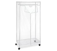 Whitmor Heavy Duty Metal Clothing Rack with Lockable Wheels & 3 Way Zippered Clear Cover Dustproof Waterproof Garment Rack for Bedroom Closet Stor