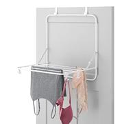 Whitmor Over The Door Folding Drying Rack, Space Saving Clothes Drying Rack with Hooks, Heavy Duty Foldable Laundry Rack, Rust Resistant Steel Hanging Drying Rack for Most Doors