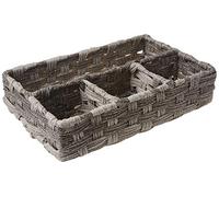 Whitmor Split Rattique 4 Section Tray-Gray Wash, PE/Metal, 11.8" L x 7.9" W x 2.8" H