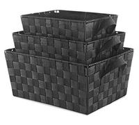 Whitmor Woven Strap Storage Baskets S/3-Black, Metal Polypropylene, Black