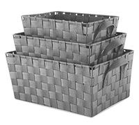 Whitmor Woven Strap Storage Baskets S/3-Gray, Fabric, Gray, Set of 3