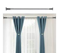 WHITNEY 92 cm - 430 cm extra long curtain rod, no drill required, extendable stainless steel curtain rail, extra long tension curtain rail for large windows, shower room, cupboards, silver