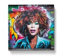 Whitney Houston Graffiti Art Canvas Print | Gallery Wrapped 30mm Frame Wall Art | 20x20 inches | Ready to Hang | Eclectic Picture | Living Room Bedroom Lounge Office