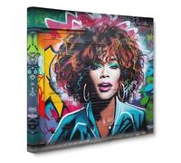Whitney Houston Graffiti Art | Canvas Wall Art Print | Framed Ready to Hang Picture | Modern Art for Living Room Bedroom Kitchen Home | 20x20 Inch