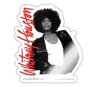Whitney Houston Photo and Pink Nameplate Sticker Size S (10 x 10 cm)