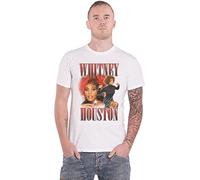 Whitney Houston T Shirt 90s Homage Portrait Logo Official Mens White XL