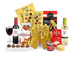 Whittington Wooden Box Wine Hamper - Gourmet Red & White Wine Gift Set with Olives, Shortbread, Pralines - Drinks Gift Selection for Birthdays and Celebrations, from Regency Hampers