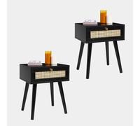 Whitworth Cane 1 Drawer Side Tables Set of 2