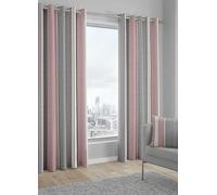 Whitworth Stripe Pair of Lined Eyelet Curtains Blush