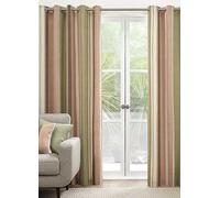 Whitworth Stripe Pair of Lined Eyelet Curtains Dark Green