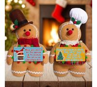 WHIXMSY 2PCS Christmas Gingerbread Man Decor 12 inch Soft Gingerbread Figures Christmas Decorative Ornaments Xmas Gingerbread Figurines Birthday Gift