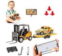 Whizant 1: 64 RC Forklift Toy with Trailer & Beetle Mini Alloy Model Car Kit, Type-C Rechargeable STEM Toys, Coding for Kids 6+