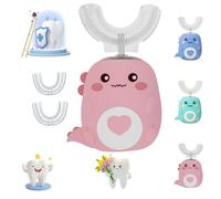 Whizbrush - U-Shaped 360º Ultrasonic Toothbrush, Electric Toothbrush Kids with 2 U Shaped Silicone Brush Heads, Automatic Toothbrush with Led & Dino Look Light for Boys and Girls (3PCS)