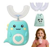 Whizbrush - U-Shaped 360º Ultrasonic Toothbrush, Electric Toothbrush Kids with 2 U Shaped Silicone Brush Heads, Soft Silicone, Cleans All Teeth Just 60s, 2h Charge Powers up to 15 Days (Cyan,2-6 Age)