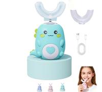 WhizBrush - U-Shaped 360º Ultrasonic Toothbrush, U Shaped Electric Toothbrush W/2 Silicone Brush Head&3 Modes/LED Light/IPX7,Rechargeable,Cleans All Teeth at Once in Just 60S (Green,2-6years)