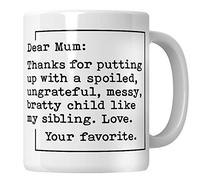 Whizguide Mum's Love Ceramic Coffee Mug, 11 oz, White, Letter Print, Matte, Scratch Resistant, Birthday & Mother's Day Gift