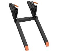 WHIZMIA 2000 lbs Clamp on Pallet Forks 43" Heavy Duty Pallet Forks with Adjustable Stabilizer Bar for Tractor Bucket Loader Skid Steer