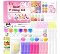 WhizToys DIY Lip Balm Making Kit for Adults to Make Your Own Moisturizing Lip Balms with Natural Beeswax, Lip Base Oil, Essential Oil, Empty Lip Balm Tubes，Birthday Christmas Gift