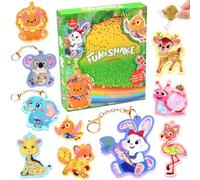 WhizWinks Animals Craft Kits for Kids - Mess-Free Glitter Arts and Crafts with Keychains, Creative DIY Travel Toys, Birthday Present Gifts for 5 6 7 8 9 Year Old Boys Girls