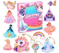 WhizWinks Glitter Arts and Crafts Kits for Kids - Mess-Free DIY Shake Keychain Making Craft Kit, Unicorn & Princess Toys, Travel Activity Birthday Gifts for Girls Age 4 5 6 7 8 9 10 Years Old