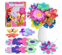 WhizWinks Poke in Fun Art Flower Bouquet, Mess Free Sewing Craft Kits for Kids, DIY Creative Activity Gifts for 6 7 8 9 10 Year Old Girls, Christmas Birthday Gifts for Girls Boys Age 5-12