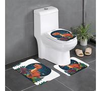 WHJDPP 3-Piece Bathroom Rugs Set 24x16in Dinosaurs in the starry sky Printed Anti-Slip Floor Mats with Contour, Oval & Rectangular Shapes for Home, Kitchen & Restrooms