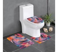 WHJDPP 3-Piece Bathroom Rugs Set 24x16in The flow of color blocks Printed Anti-Slip Floor Mats with Contour, Oval & Rectangular Shapes for Home, Kitchen & Restrooms