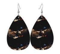 WHJDPP 3D Bald Eagle Prints Teardrop Leather Earrings - Lightweight Dangle Earrings for Women, Vivid Faux Leather Drops with Silver Plated Hooks, Eye-Catching Party