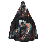 WHJDPP 3d snake Printed Halloween Adult Hooded Cape Cloak - Super Large Hooded Cloak No Zipper