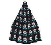 WHJDPP A colorful fantasy flower blooms Prints Halloween Adult Hooded Cloak for Costume Parties and Theme Events
