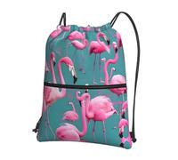 WHJDPP A flock of flamingos Prints Drawstring Backpack - Lightweight Water-Resistant Sport Bag with Zipper Pocket - Gym, Travel, Yoga & Hiking