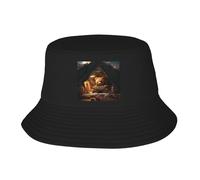 WHJDPP A Little Bear Learning Knowledge Picture Adult Fisherman's Hat for Men and Women Foldable Headwear for Outdoor Activities Black