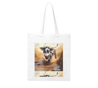 WHJDPP A little cow stepping on the quagmire Picture Woman Canvas Tote Bag Strong and durable for traveling, shopping, Daily One Size