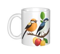 WHJDPP A pair of birds on a fruit tree Picture mug ceramic Mugs for cappuccino, latte, cereal, yogurt, milk, hot or cold drinks Micro-wave oven