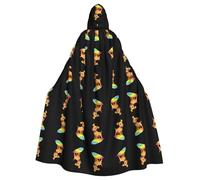 WHJDPP A puppy surfing on a rainbow Printing Halloween Adult Hooded Cape Cloak for wear during Halloween, role-playing