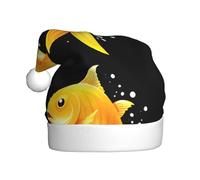 WHJDPP A shiny goldfish jumps out of the water Picture Men's and women's plush Christmas hats, adult New Year's holiday party caps