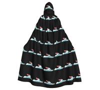 WHJDPP A small boat rolled in the rough waves Prints Halloween Adult Hooded Cloak for Costume Parties and Theme Events