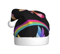 WHJDPP A tiger with wings flying on a rainbow Picture Christmas hat for Adult Suitable for Halloween, Christmas and New Year wear