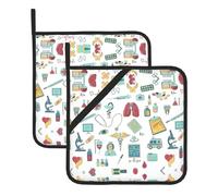 WHJDPP abstraction biology chemistry Prints Square Hot Pads for Kitchen - Waterproof Pot Holders Set of 2, Durable Trivets with Pocket & Hanging Loop for Hot Dishes & Oven Use