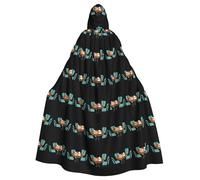 WHJDPP Afternoon tea at the round table Prints Halloween Adult Hooded Cloak for Costume Parties and Theme Events
