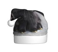 WHJDPP Agile little black rabbit Picture Men's and women's plush Christmas hats, adult New Year's holiday party caps