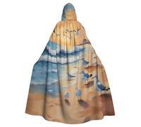WHJDPP airborne seagulls Printed Halloween Adult Hooded Cape Cloak - Super Large Hooded Cloak No Zipper