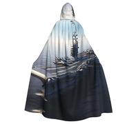 WHJDPP Aircraft Carrier Printing Adult Hooded Cloak is a super large, comfortable, and durable Halloween hooded poncho