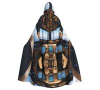 WHJDPP Airplane Cockpit Printing Adult Hooded Cloak is a super large, comfortable, and durable Halloween hooded poncho