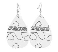WHJDPP Airplane Flying Prints Teardrop Leather Earrings - Lightweight Dangle Earrings for Women, Vivid Faux Leather Drops with Silver Plated Hooks, Eye-Catching Party