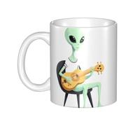 WHJDPP Alien playing the pipa Picture mug ceramic Mugs for cappuccino, latte, cereal, yogurt, milk, hot or cold drinks Micro-wave oven