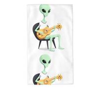 WHJDPP Alien Playing The pipa Picture Towel Towels 27.5x16in Skin-Friendly Absorbent Fluffy and Soft for Bathroom, Beach, Outdoors